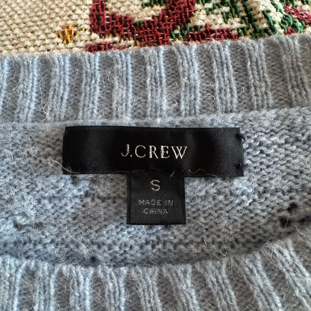 J. Crew Light Blue Textured Crew Neck Sweater - Picture 11 of 14